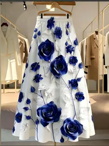 Elegant Women's Fashion Print Midi Skirt, Summer Vacation Long Half Dress, Stylish and Chic Design, Perfect for Casual Wear