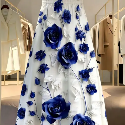 Elegant Women's Fashion Floral Print Midi Skirt, Summer Vacation Long Half Dress, Stylish and Chic Design, Perfect for Casual Wear, Boho Skirts, Floral Pattern Skirt