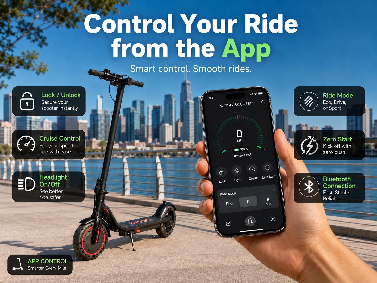 SummerWins Foldable Electric Scooter for Adults, 350W Brushless Motor, 19MPH Max Speed, 15 Miles Range, 15% Hill Climbing, Smart LED Display & Bluetooth APP Control, Portable Commuter E-Scooter for Teens & Office Workers