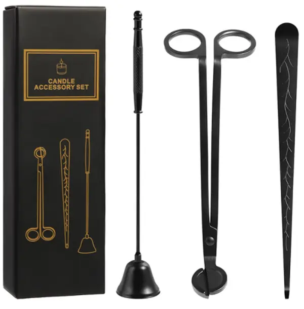 3 in 1 Candle Accessory Set, Candle Wick Trimmer Cutter, Candle Snuffer Extinguisher, Wick Dipper with Gift Package for Candle Lover