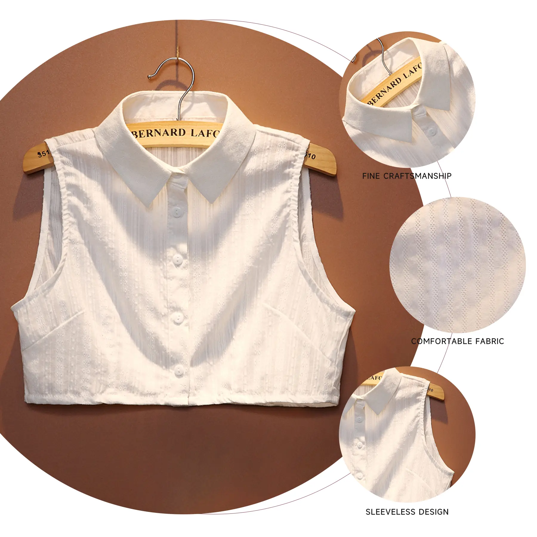 Ladies' decorative fakes collar, a pure cotton white collar, is available in multiple size specifications, including M, L, XL and 2XL. It can be matched with various coats and is suitable for wearing on all kinds of occasions. Ladies' decorative fakes collar, a pure cotton white collar, is available in multiple size specifications, including M, L, XL and 2XL. It can be matched with various coats and is suitable for wearing on all kinds of occasions.