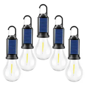 Solar-Powered Rechargeable Portable LED Camping Lantern, Electric Tent Lamp with 3 Lighting Modes, Clip Hook for Camping, Hiking