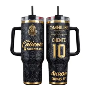 Chivas Guadalajara Black Tumbler 40oz 20oz Handle, Cup Soccer Club Mug Fan Drinkware Gift, Gift for fan