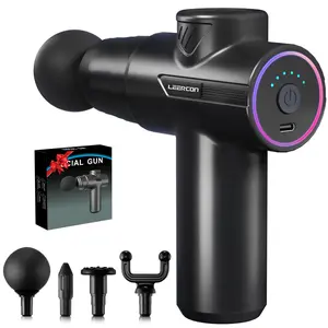 LEERCON Quiet Deep Tissue Massage Gun - 6 Speeds & 4 Attachments for Muscle Recovery, Pain Relief for Athletes, Neck, Back & Shoulder, Powerful Percussion Muscle Massager handheld massager with multiple attachments