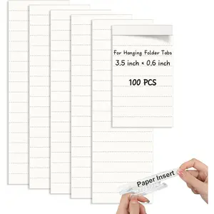 100 Pcs Hanging File Folder Paper Inserts 3-1/2 Inch Off White Blank File Tab Inserts Thick Cardstock for Hanging Folder (3.5×0.6 inch)(No Tab Included)