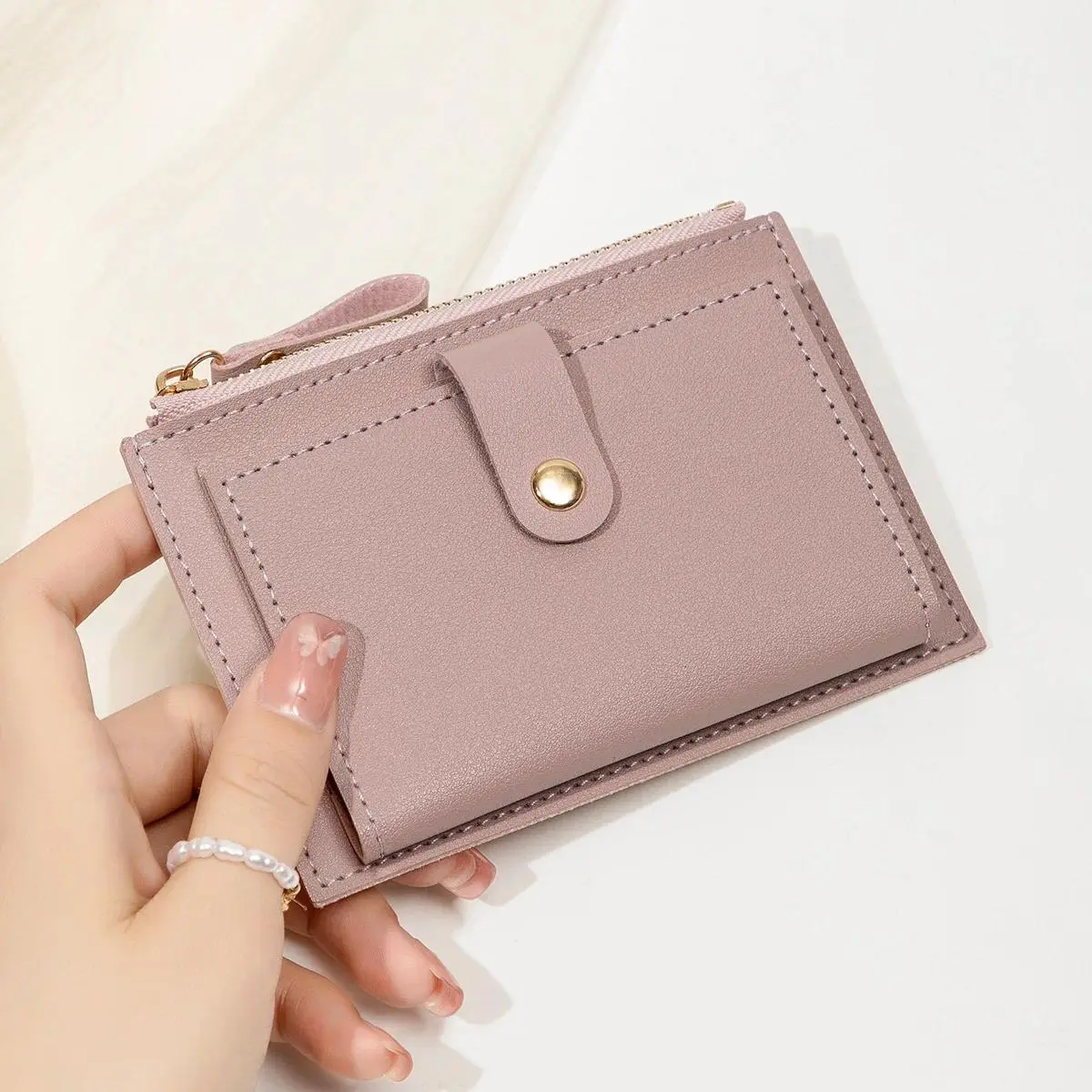 Women's Minimalist PU Leather Multi-Functional Wristlet Wallet - Ultra-Thin Mini Card Holder with Card Slots, Lightweight Portable Organizer for Daily Commute, Shopping, Multi Functional Wallet, Wristlet Wallets
