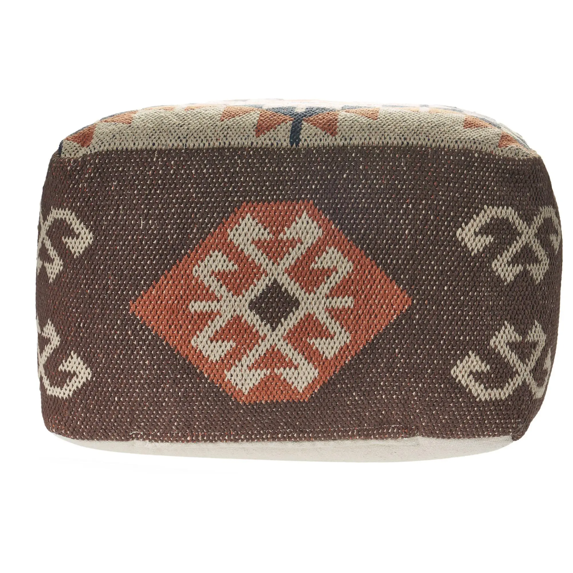 Ox Bay Tribal Hand-Woven Cotton Blend Pouf Otto man