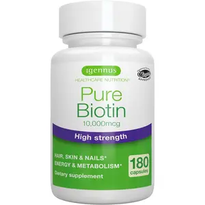 Igennus Clean Biotin 10,000mcg, High Potency Vitamin B7, Lab Verified, Vegan, 1-a-Day, Small Easy to Swallow Capsules, No After Taste or Smell, Hypoallergenic