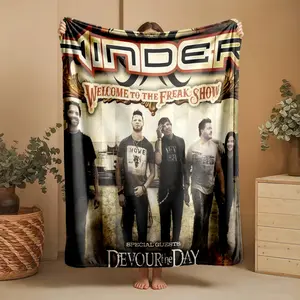 1 piece Special performance by the bands Hinder and Devour the Day. themed flannel blanket - Microfiber soft fluffy sofa blanket, suitable for beds and sofas, modern style, all-season use, digital print design, flannel weaving craft, 100% polyester