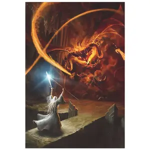 "The Lord of the Rings" Gandalf and Balrog Canvas Wall Art - Unframed Modern Anime Home Decoration, 12x18 inches