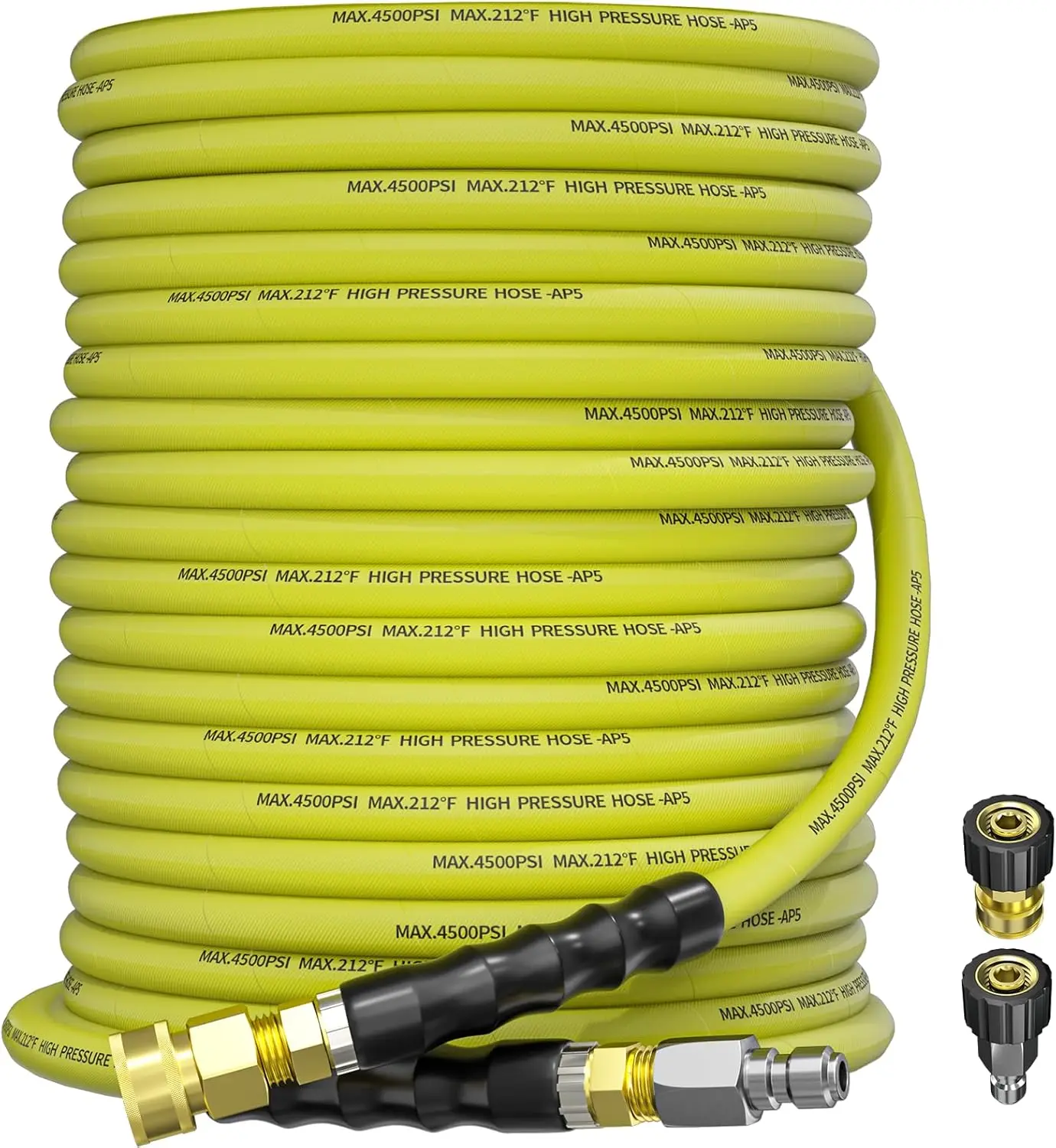 POHIR 3/8" Heavy Duty High Power Powered Washer Hose, 4800 PSI Steel Braid Commercial Grade, Kink-Proof with 3/8 Quick Connect-Disconnect Fittings for Residential Hot/Cold Water Use, High Power Hoses, Powered Hoses