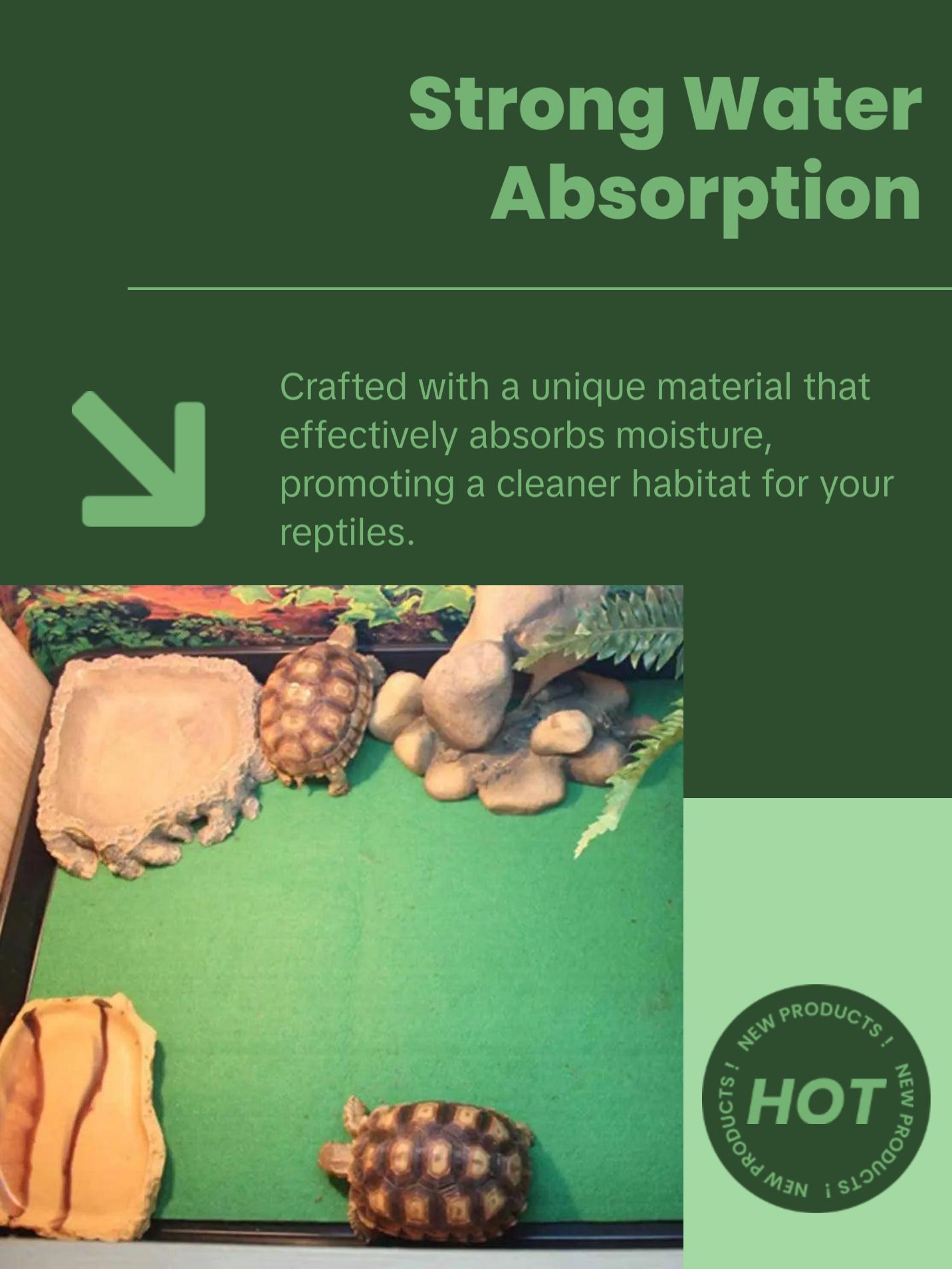 Lizard Climb Mat - Reptile Carpet Bedding with Strong Water Absorption for Tortoises & Snakes
