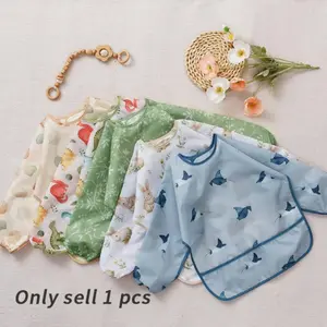 Waterproof Long Sleeve Bib, 1 Count Washable Feeding Bib, Soft Toddler Bibs for 6-24 Months, Baby Care & Health Supplies, Waterproof Material