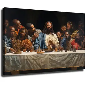 The Last Supper Wall Art Decor, African American Jesus Christ Last Supper Poster Colorful Room Gifts Ornaments Decoration Religious Print