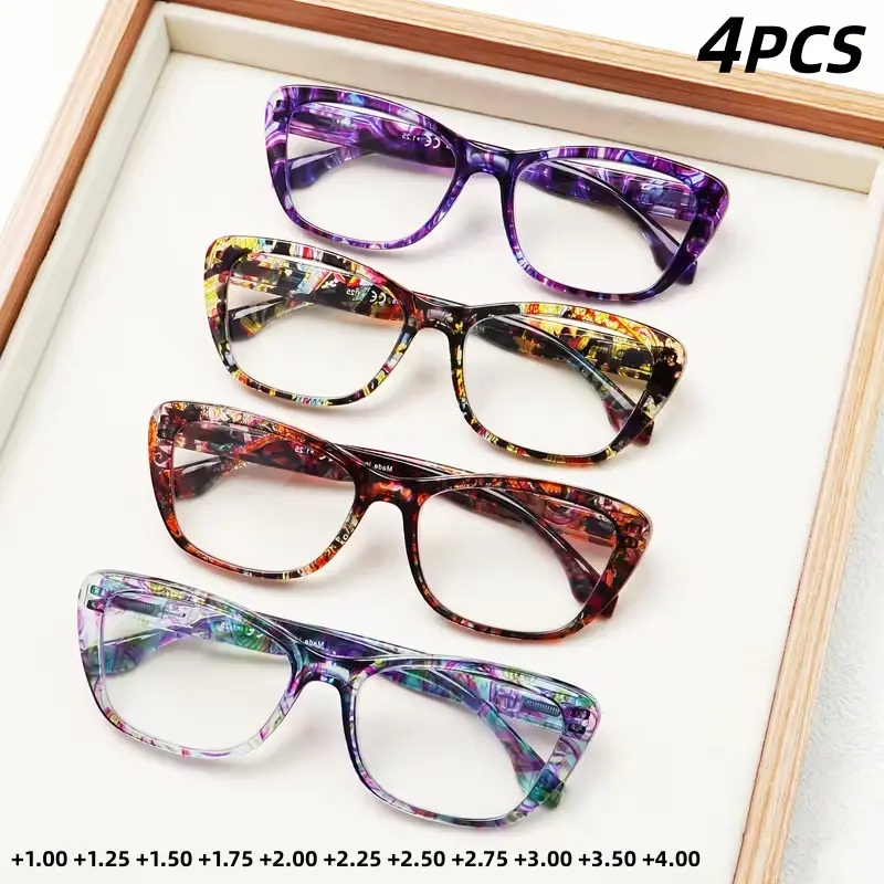 4 Pack Reading Glasses Blue Light Blocking Computer Readers for Women Eyeglasses With Spring Hinge Anti Fatigue Floral Pattern Holiday Gift summerwins