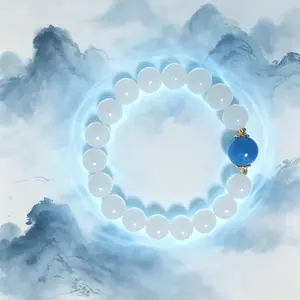 Heartbreak Healing Bracelet - White Jade for Soul Calming, Blue Chalcedony for Mind Peace, Cut Toxic Ties, Heal Old Wounds, Rebirth & Renewal