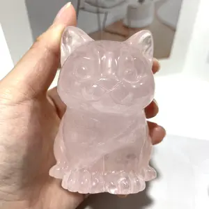 IG Crystal 1 Count Rose Quartz Cute Cat Crystal Carving Natural Stone Gem Mining Chakra Balancing Reiki Healing Crystal Mystery Crystal Display Crystal Shopping Online Home Office Decor
