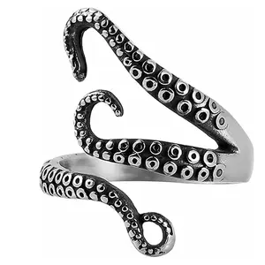 [Limited time event] New style personality domineering octopus tentacle open ring punk alloy octopus retro ring hand jewelry design simple fashion advanced