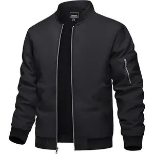 Men's Bomber Jacket Lightweight Casual Spring Fall Windbreaker Zip Up Coat with Pocket