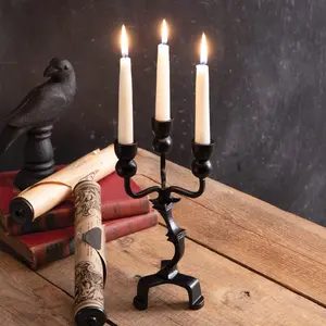 CTW Home Collection Haunted Halloween Candelabra, 11-inch Height, Cast Iron, Spooky Home Décor, Spooky Accent