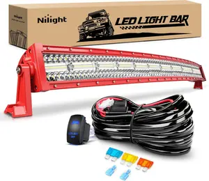 Nilight LED Light Bar 42Inch Triple Row Spot Flood Combo Lights Red Shell with Wiring Harness Kit for Fog Light Driving Light Work Light on Off-Road Truck SUV ATV UTV  dealsforyoudays