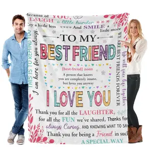 To My Best Friend Colorful Heartfelt Message Flannel Blanket – Soft Cozy Gift Throw with Playful ‘Insane But Loved’ Definition & Vibrant Design, Perfect for Gifting to BFFs, Snuggling Warmly, or Adding Cheerful Friendship Charm to Any Space