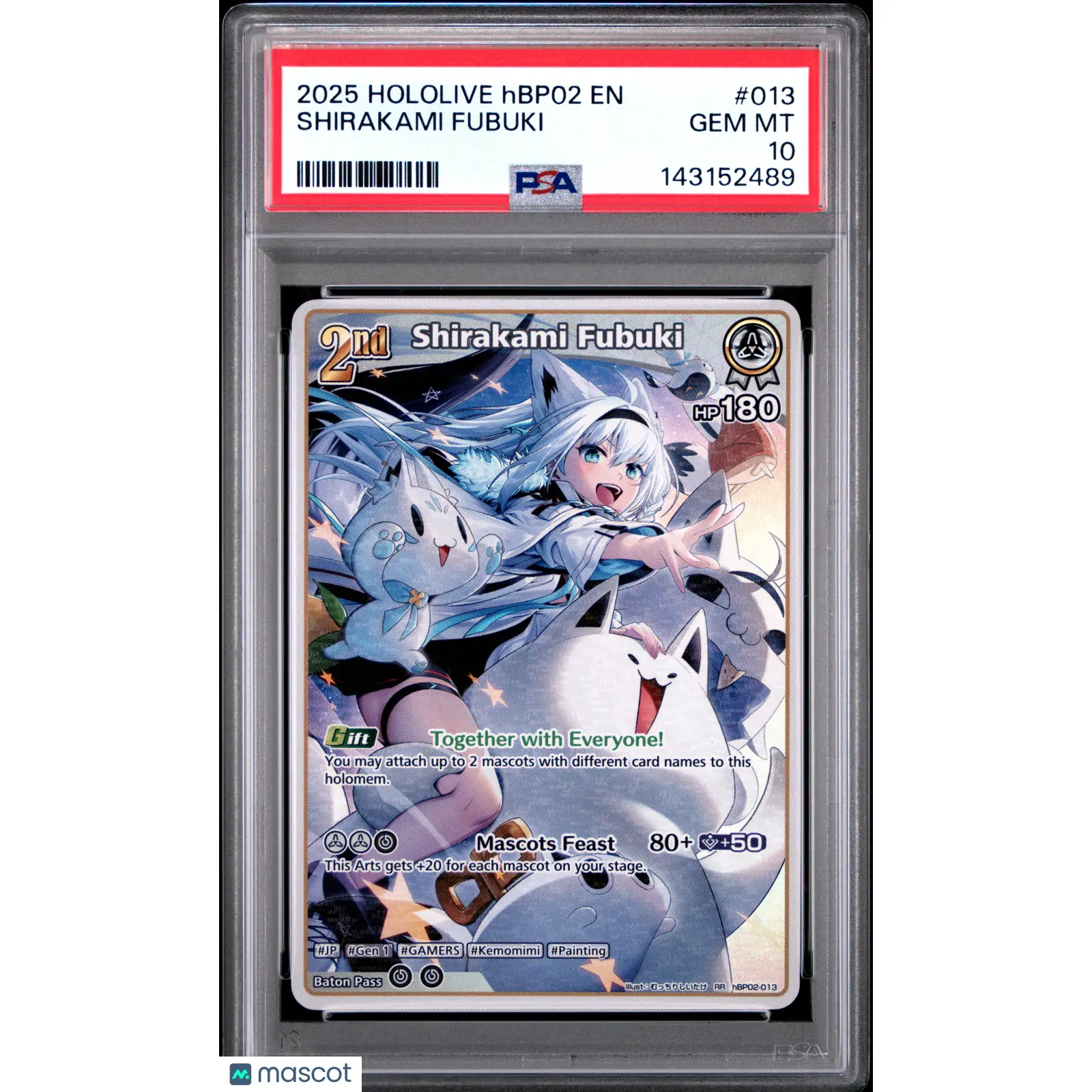 hololive Shirakami Fubuki (SR) (hBP02-013) Quintet Spectrum Super Rare PSA 10