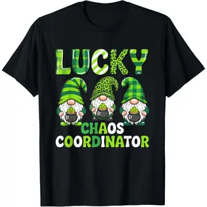 St Patrick's Day - Lucky Shamrock Leopard Gnomes Irish Women T-Shirt custom