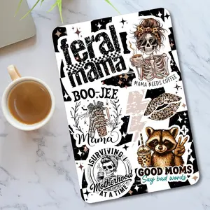 Funny Mama Holographic Cardstock Clear Case Insert for Kindle | Dark Romance Book Lover Gift | Bookish Stickers for Kindle | Gothic Kindle Decorating Accessories | Booktok Smartphone Aesthetic Cover | Mama Needs Coffee | Mama