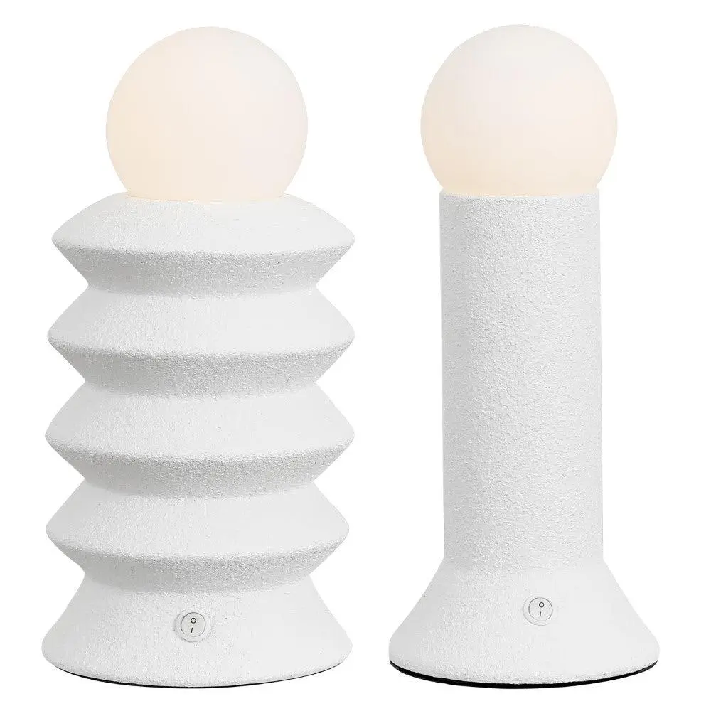 Soren 13" Modern Scandinavian Ceramic/Glass Geometric Integrated LED Table Lamp, Set of 2