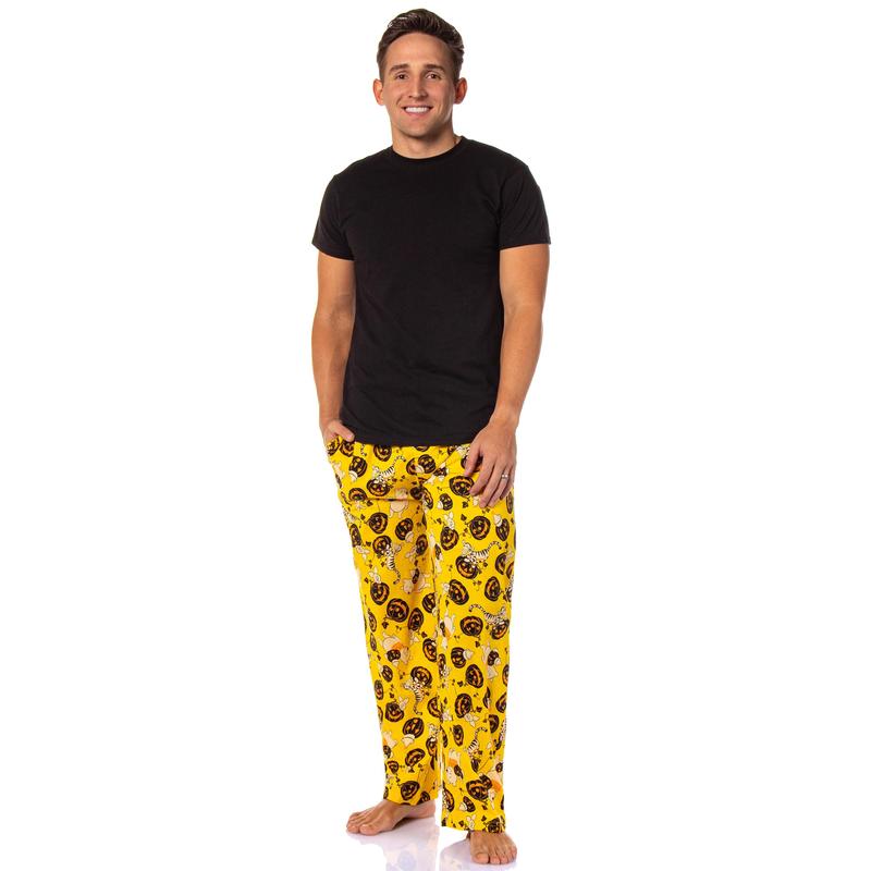Disney Men's Winnie The Pooh and Friends Jack-O-Lantern Lounge Bottoms Pajama Pants