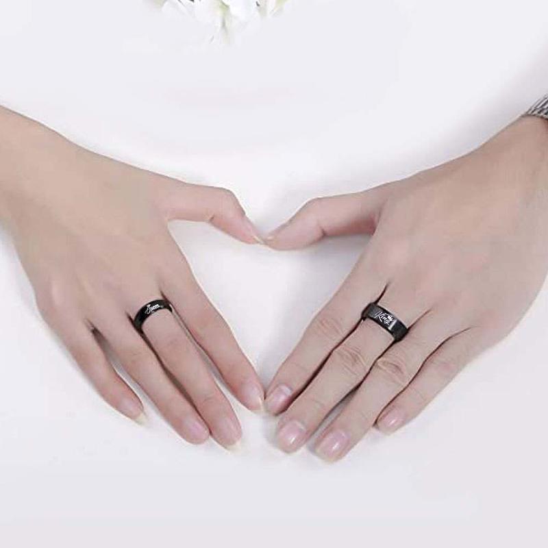 Titanium steel ring king queen ring love you forever heart to heart couple ring men and women daily wear couple gift