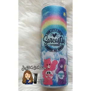 Sassy Swear Bear Glitter Sublimation 20 oz Tumbler