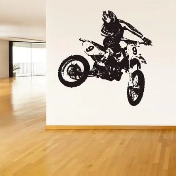 Dirt Bike Wall Decal Motocross Moto Motorcycle (Many Sizes and Colors Z1502) Decor Removable Sticker Vinyl