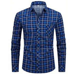 Check Casual Long-sleeved Men's Shirt Basic Checked