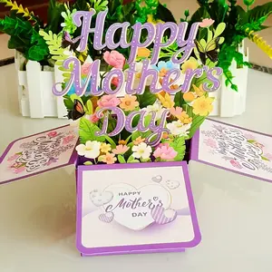 Upgrade Edition - Mother's Day Card，Paper Love Mother's Day Card, Happy Mothers Day Pop Up Card 3D Design for Mom Wife Grandmother Intricate Laser Cut Details Premium Cardstock Butterflies,
