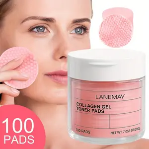 100 Pieces Collagen Gel Facial Cleansing Pads, Brighten Light Skin Tone, Balance Oil Production, No Parabens, Suitable for All Skins, Pore, All Skin Types