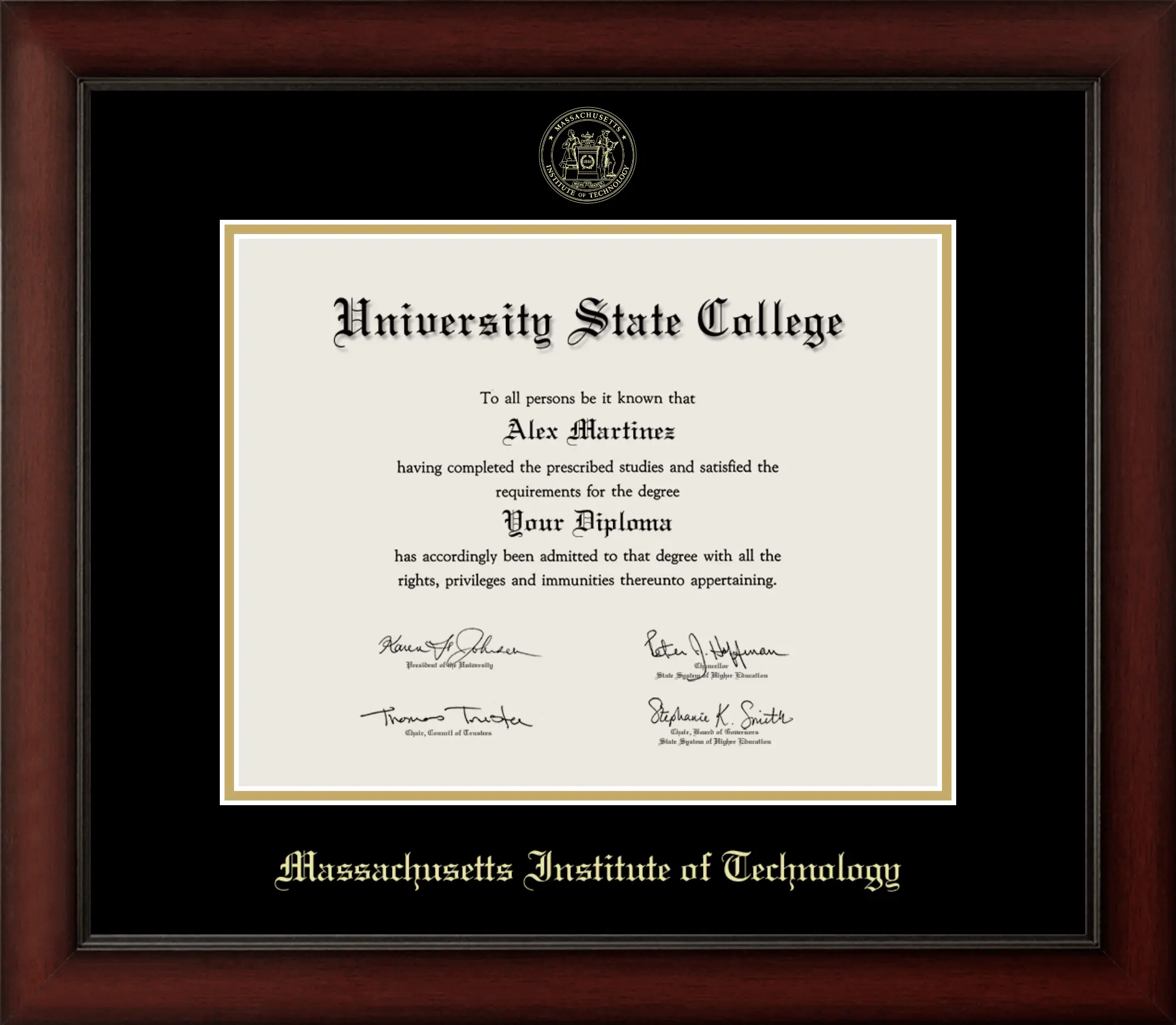 MIT Cherry Wood Diploma Frame