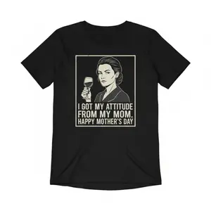 Humorous I Inherited My Attitude From My Mother Mother s Day T Shirt Vintage Sarcastic Graphic Wine Tee for Women