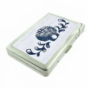 Coastal Seashell Stamp Art Illustration Metal Case with Built in Lighter