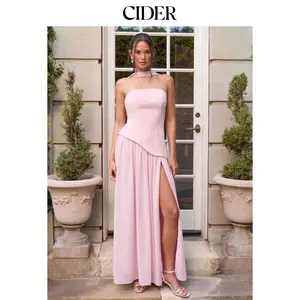 Cider Bandeau Lace Up Maxi Dress With Scarf