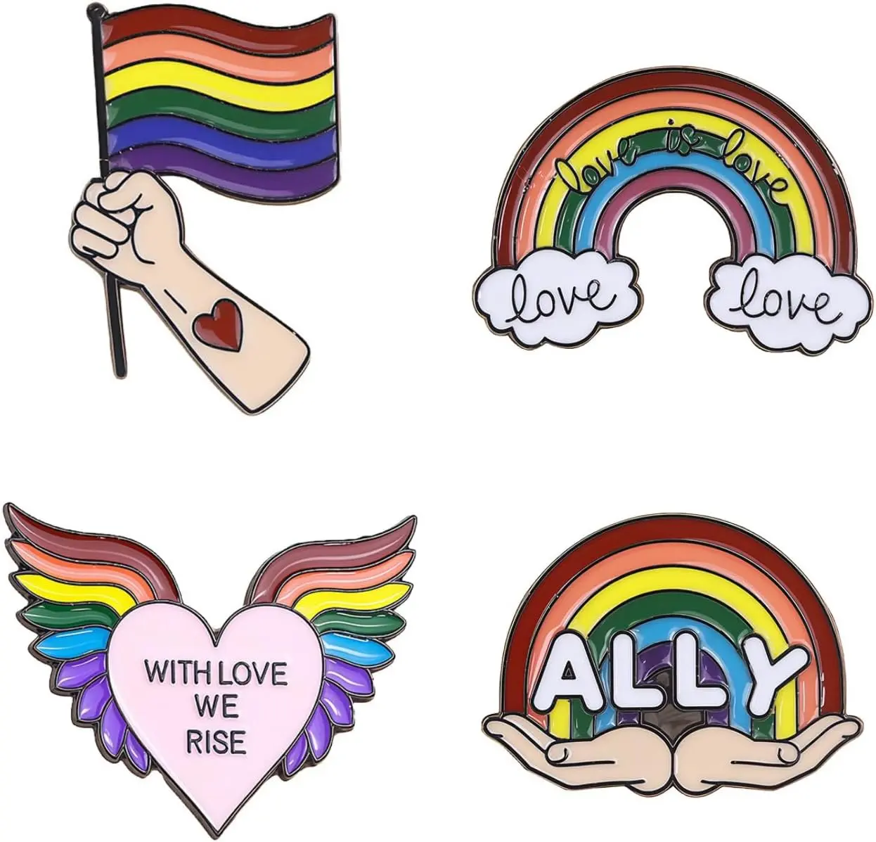 Rainbow LGBTQ Pride Pins Set - Love is Love Ally Brooches Badge - Pride Month Accessories for Backpacks, Jackets