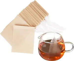 100 Pack Disposable Tea Strainer Bags, Wood Pulp Paper with Drawstring, Suitable for Loose Leaf Tea, Coffee, Spices, Herbs and Mint, 3.94 x 3.15 inches