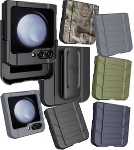 Case with Clip for Galaxy Z Flip 5 5G, Nakedcellphone Special Ops Tactical Rugged Protector Cover and [Rotating/Ratchet] Belt Hip Holster Combo for Samsung Z Flip5 Phone (SM-F731U, 2023)
