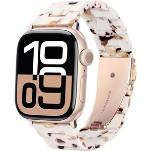 Compatible With Apple Watch Band 49mm 46mm 45mm 44mm 42mm 41mm 40mm 38mm Thin Light Resin Strap Bracelet With Stainless Steel Buckle Replacement For iWatch Series SE Series 10 9 8 7 Ultra 6 5 4 3 2 1 for Women Men
