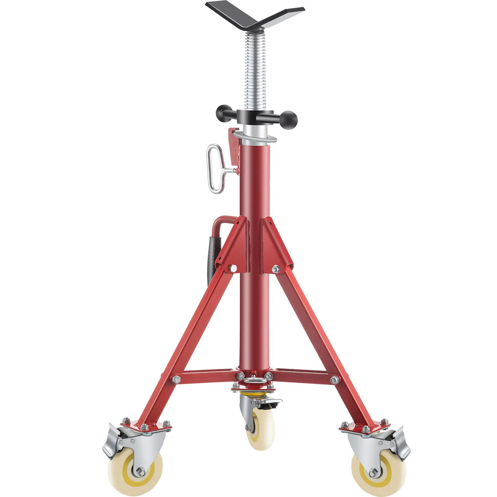 【Summerfinds】VEVOR Pipe Stand Pipe Jack StandV Head Pipe Stand Adjustable Height 28-52 InchPipe Jack Stands with Casters 882 LBFolding Portable Pipe Stands 1/8 to 12 Inch Pipe SupportingSteel Jack Stand