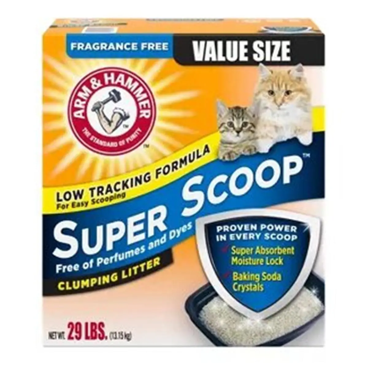 Arm & Hammer Super Scoop Clumping Cat Litter, 29 lbs, Fragrance-Free, Low Tracking Formula