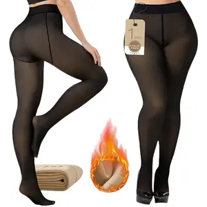 Vogatiques Winter Fleece-Lined Tights & Fake Translucent Pantyhose for Women Full Foot Coverage Black & Nude Womenswear Comfort