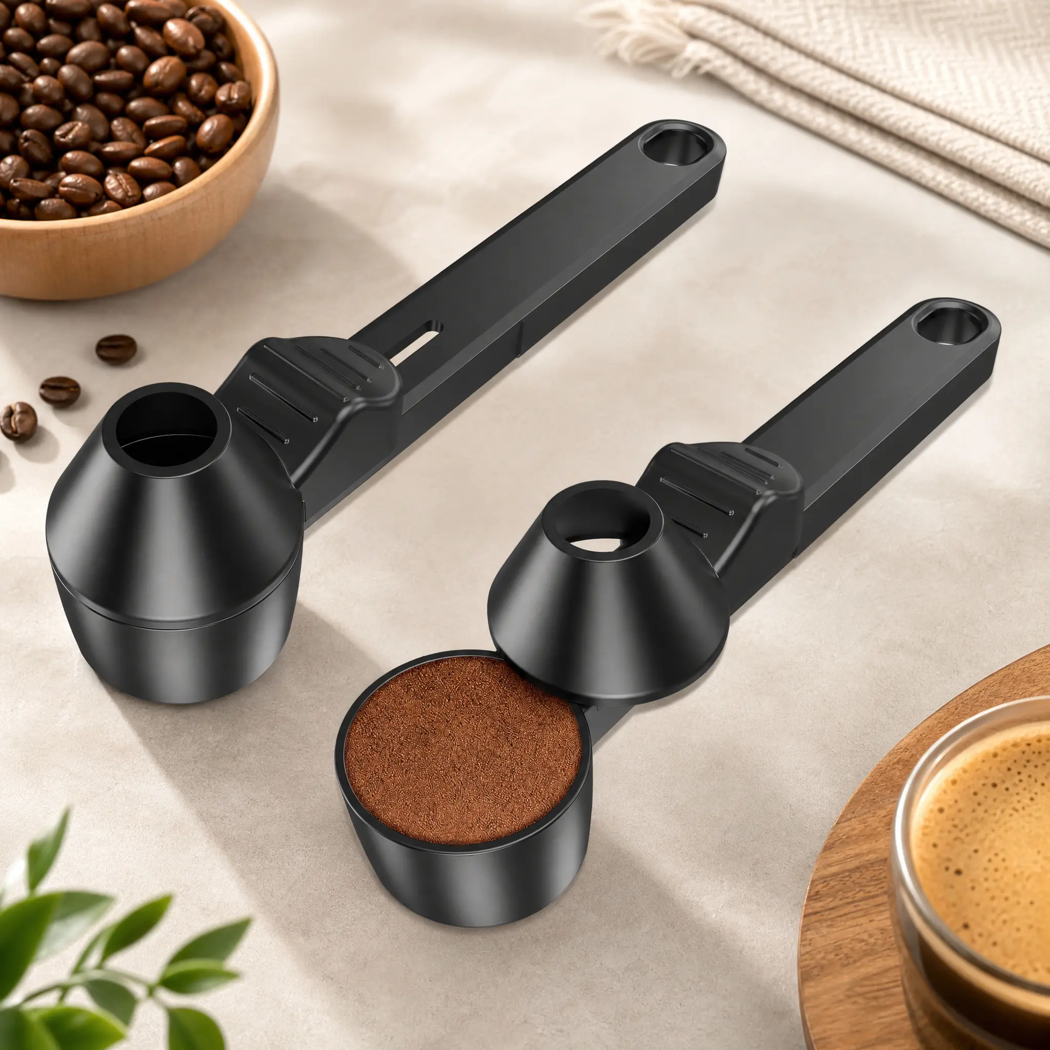 Coffee Scoop & Funnel for Reusable K Cup Refillable Coffee Pods, Coffee Measuring Spoon 2 Tablespoon Capacity, Scoop with Funnel for Ground Coffee,