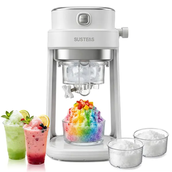 SUSTEAS Professional Ice Shaver Machine - Adjustable Ice Texture for Fluffy Snow, Soft or Crunchy Ice, 250g/min Shaving Rate and One-Push Operation for Home, Cafe and Dessert Shop